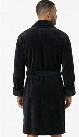 BLACK Terry Velour Shawl Collar 100% Cotton Bath Robes
